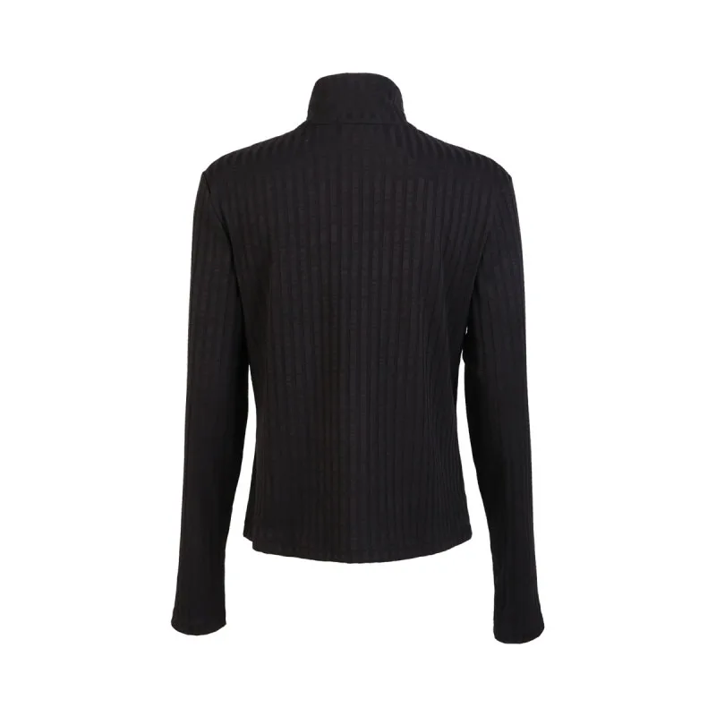 New 2018 Women Black Sweaters Jacket Knitted Zipper Turtleneck Long Sleeve Cardigan Street Style Sportwear Ladies Tops Sweater |