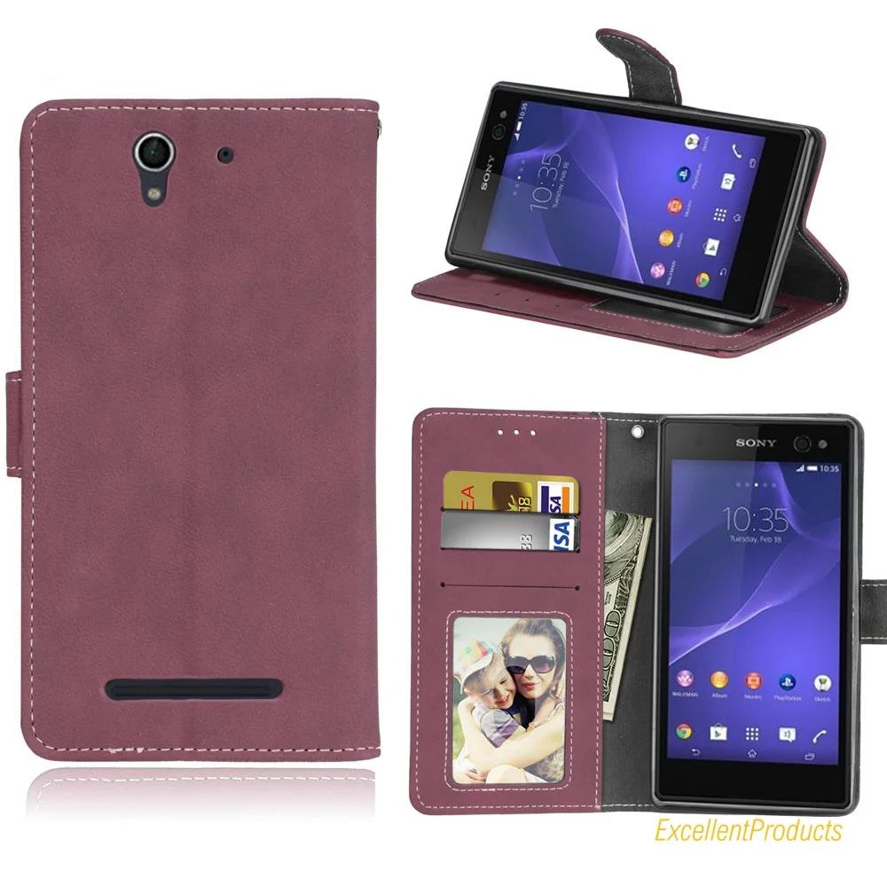 Высокое качество чехол для телефона sony Xperia C3 Крышка в ретро стиле с эффектом