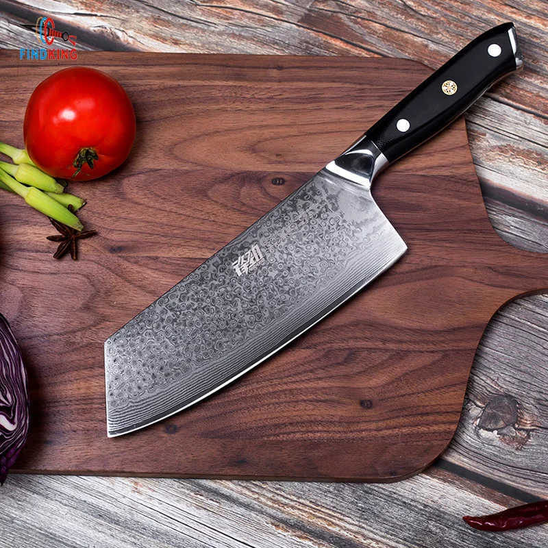 FINDKING G10 ручной дамасский нож 7 дюймов профессиональный мясника 67 слоев Дамасская