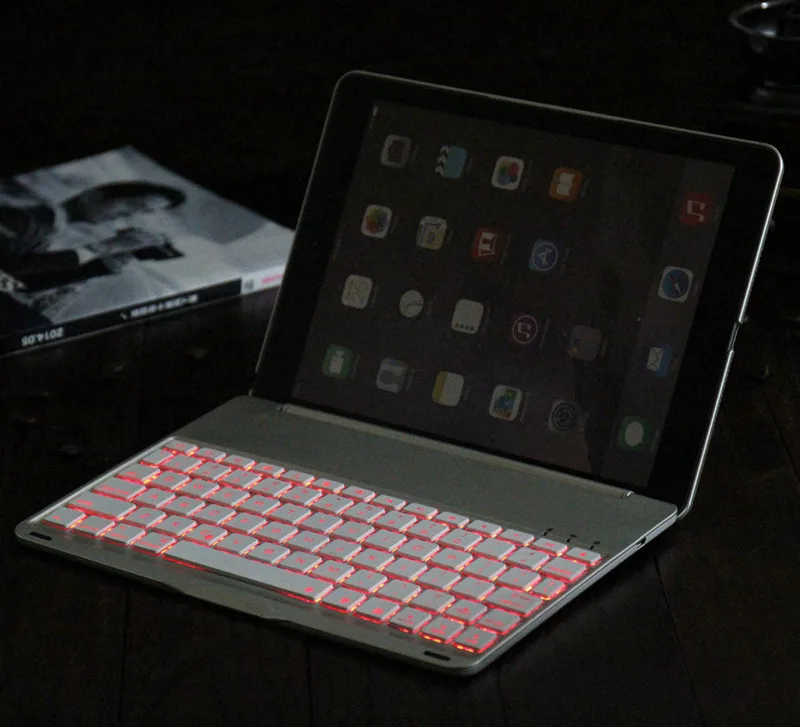 Алюминиевая Bluetooth клавиатура с подсветкой и подставкой защитный чехол для iPad 6/Air 2