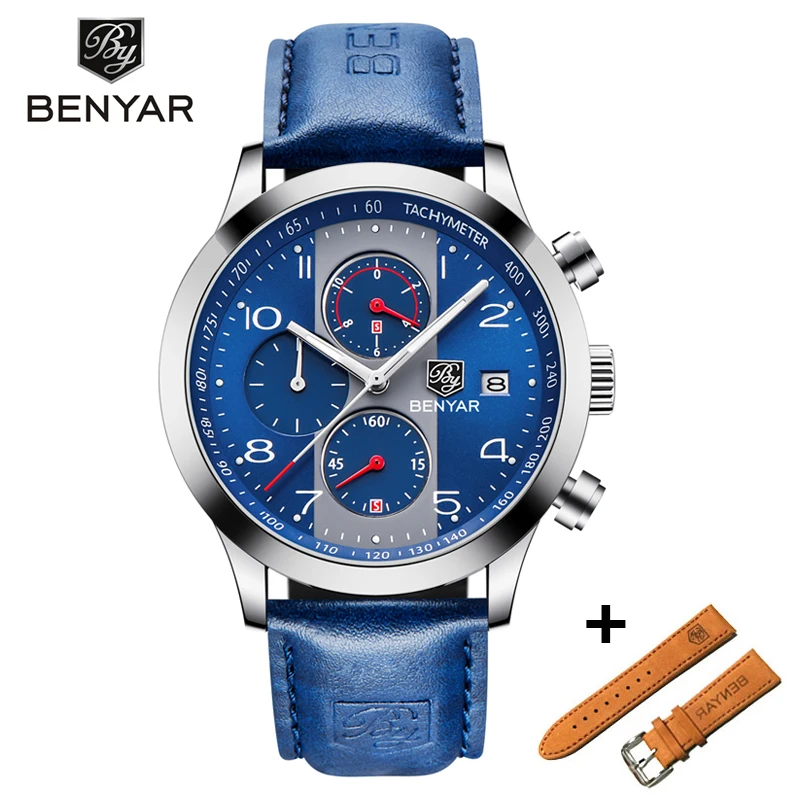 

BENYAR Luxury Men Sport Watches Set Quartz Chronograph Business Waterproof Watches Male Watch Clock Men Relogio Masculino