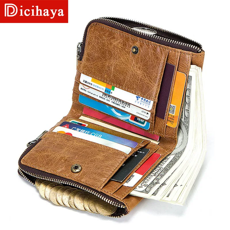 DICIHAYA Crazy Horse мужской кошелек из натуральной кожи на молнии портфель маленький