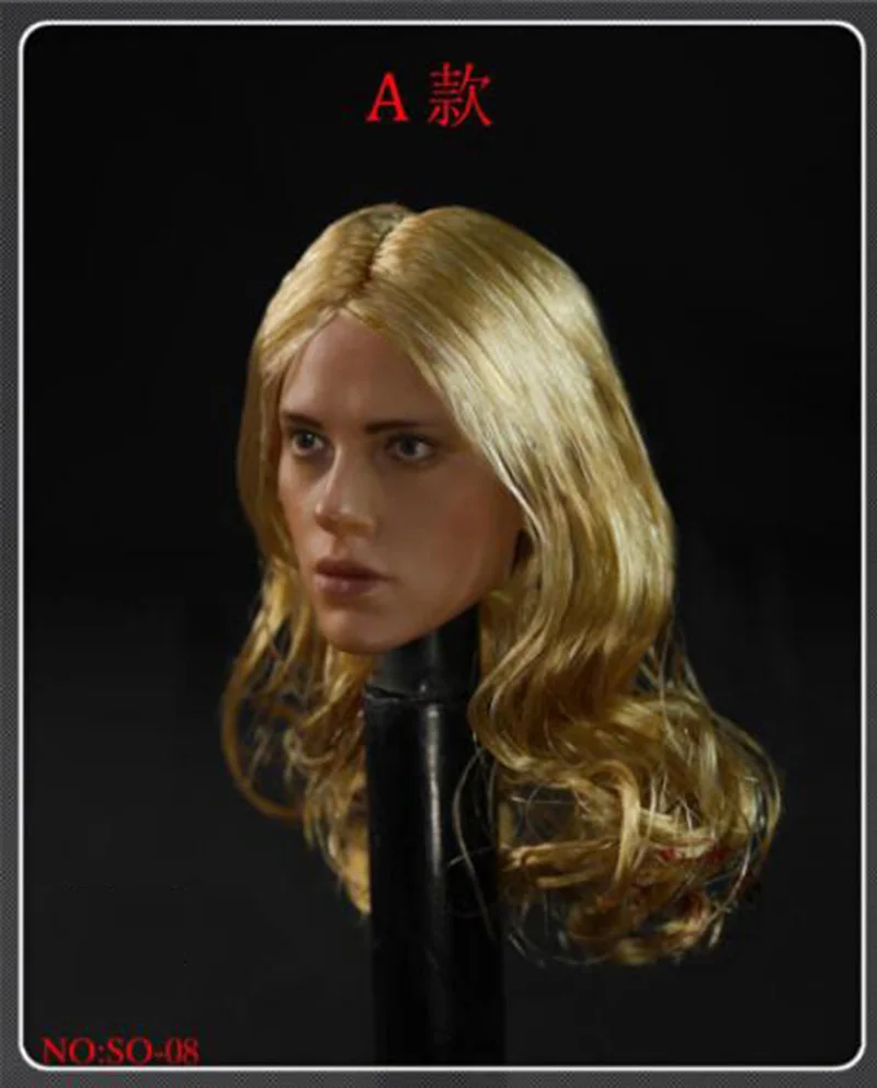 1/6 масштаб Женская Девушка Лепка головы Scarlett Черная Вдова длинные вьющиеся