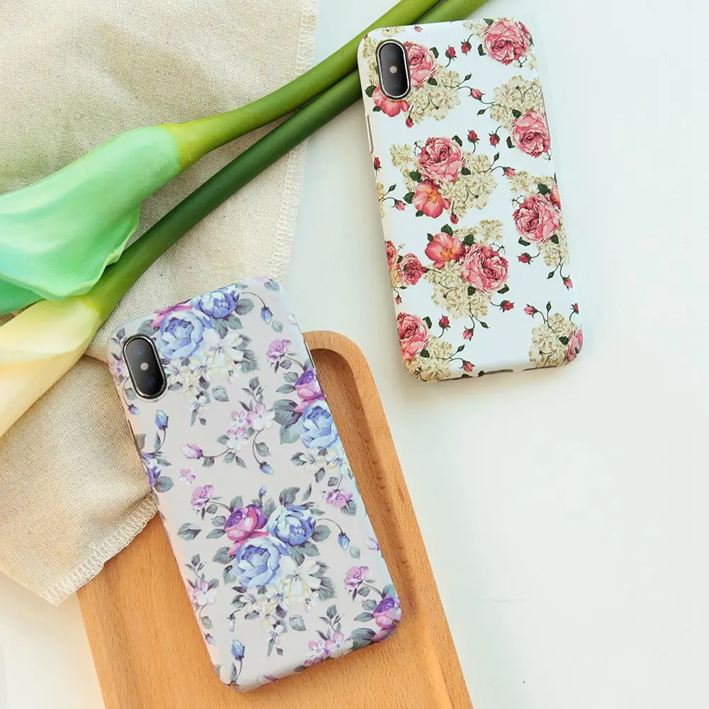 KISSCASE Court Flower Phone Case For iPhone X 6 6s 7 8 Plus Matte Vintage Decal Cases 6S Hard Cover Capa |