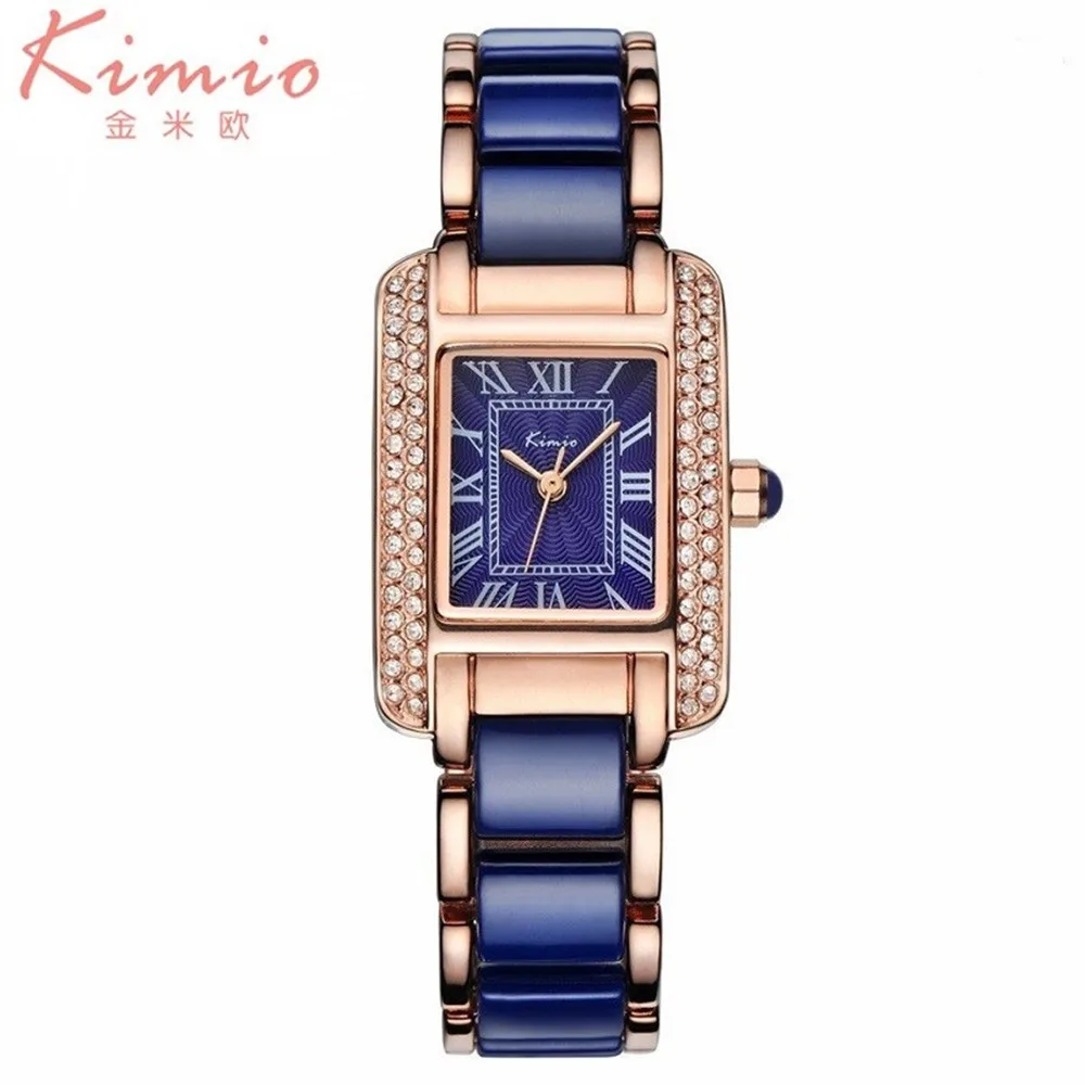 KIMIO Luxury Brand Женщины Белые Керамические Часы Мода Женева Кварцевые Наручные часы