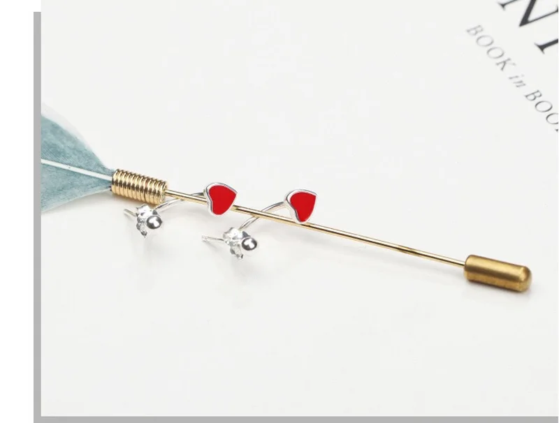 

Fashion Style 925 Sterling Silver Stud Earrings Red Heart Stud Earrings For Women Jewelry Brincos