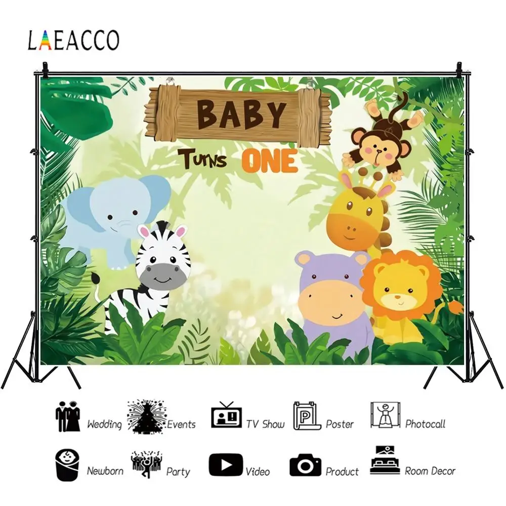 Laeacco тропические растения трава животные 1 день рождения Фото фоны