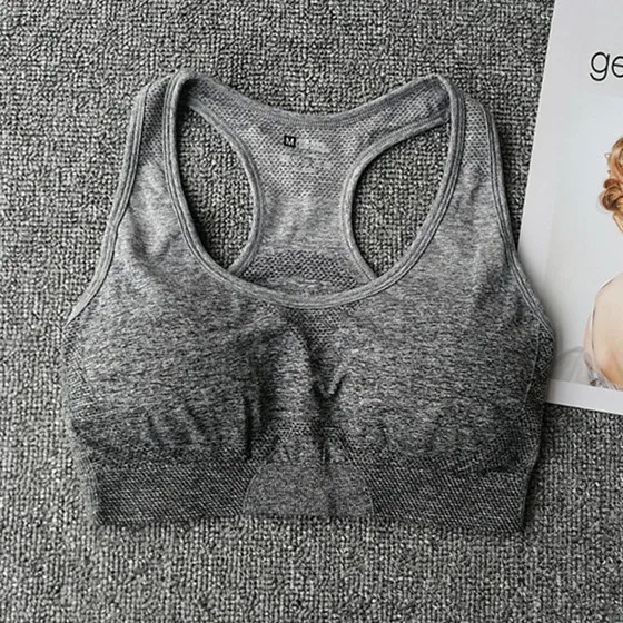CB549 dark grey bra Бесшовный спортивный комплект с длинными рукавами и эффектом омбре с отверстием для большого пальца, укороченный топ для тренировок, комплект для йоги для женщин, Спортивная рубашка для фитнеса, Camisas Mujer - Цвет: CB549 dark grey bra