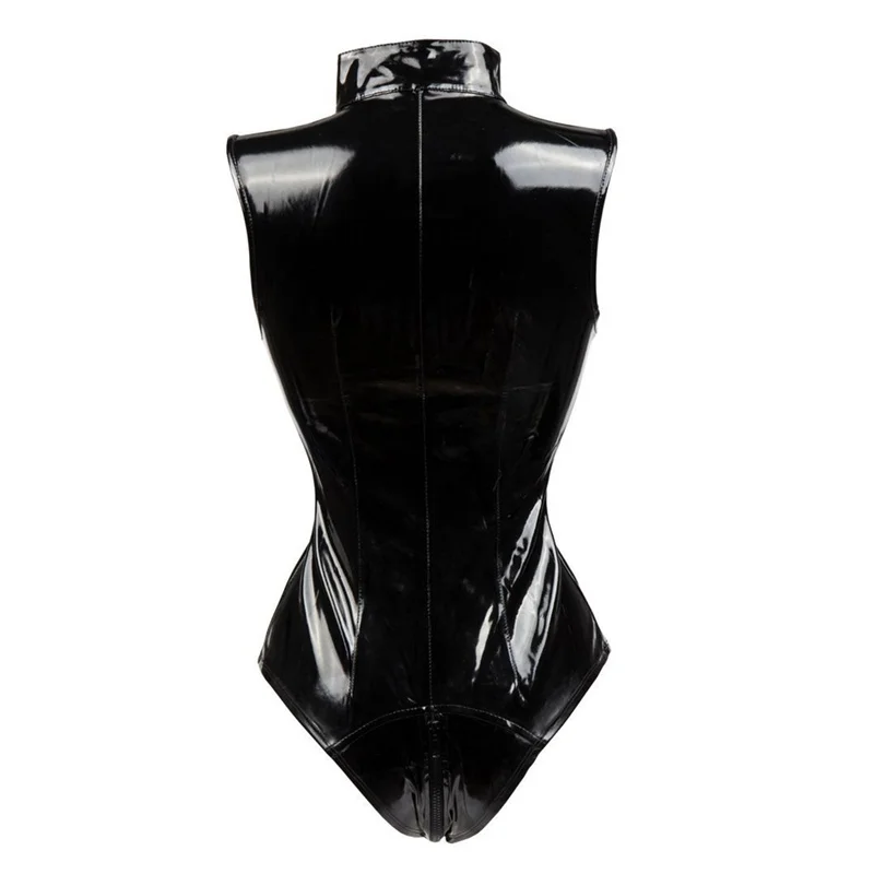 Черный латексный комбинезон из ПВХ, женский комбинезон из искусственной кожи, эротический облегающий костюм в стиле панк, Клубная одежда, к... от AliExpress WW