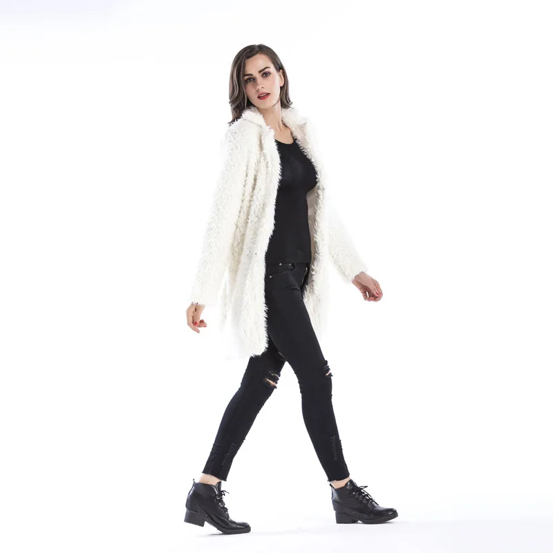 2018 зимние женские длинные искусственный мех ягненка пальто с воротником для Для