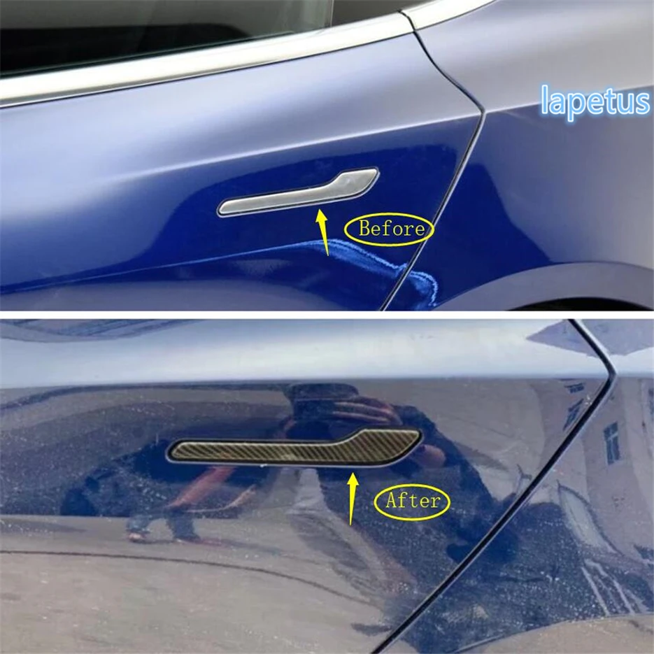 

Lapetus Outside Door Pull Protection Handle Decoration Frame Cover Trim ABS Fit For Tesla Model 3 2018 2019 2020 Carbon Fiber