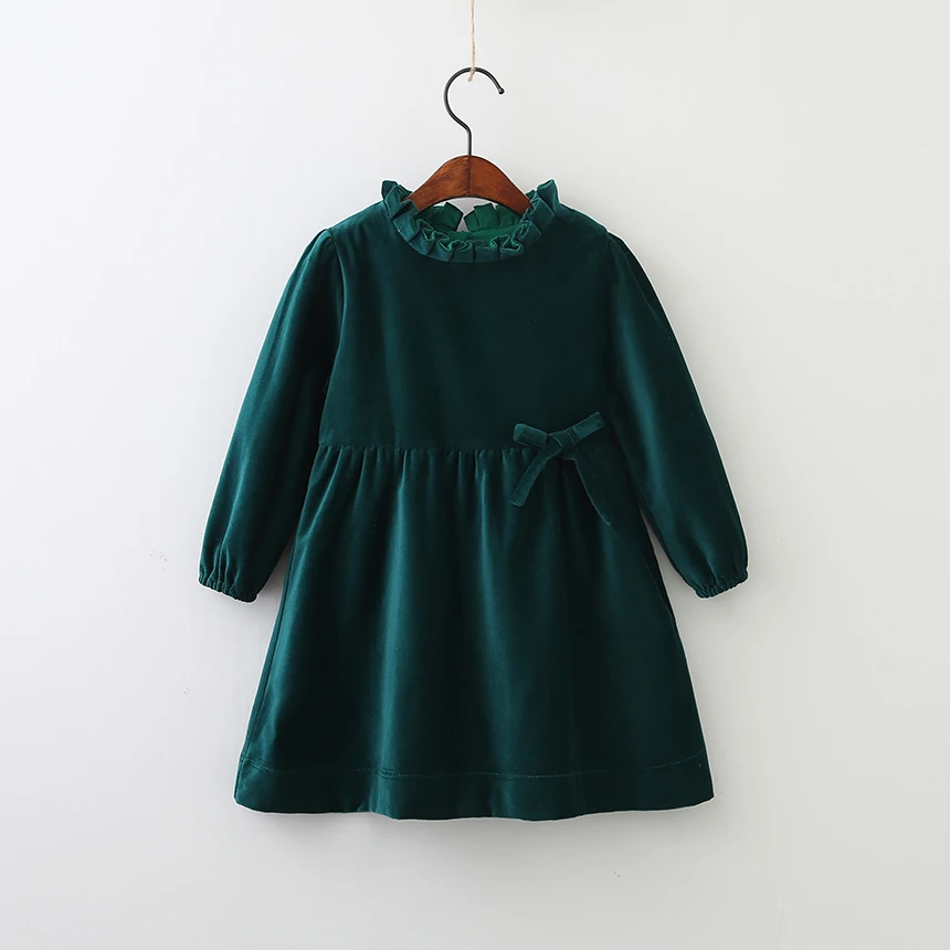 Toddler Girls Ruffle Party Dress Long Sleeve Kids European Style Velvet Winter Little Girl Fashion Spring Frocks Clothing | Детская