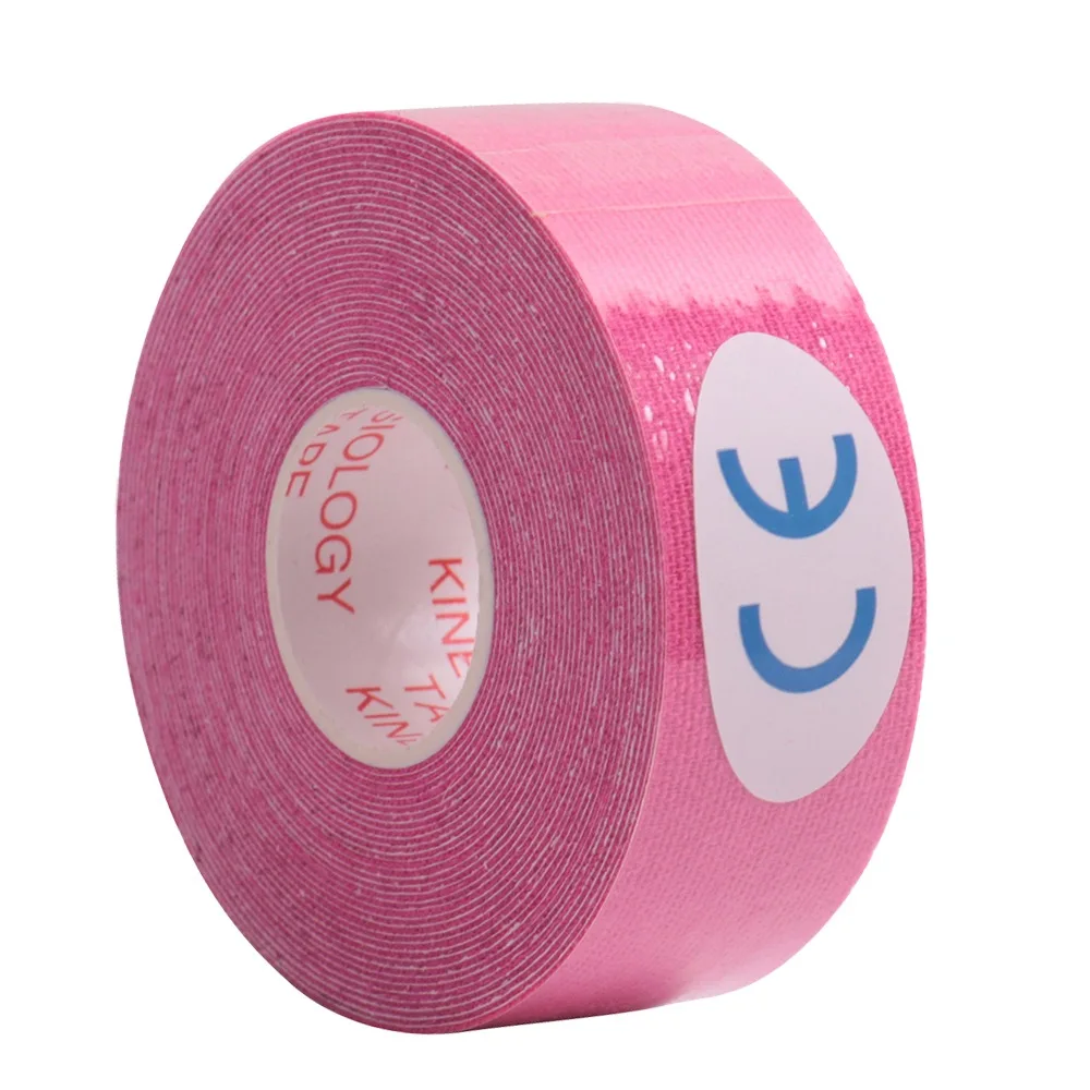 Pink KinesioTape 1 шт., 5 м, кинезиологическая лента, повязка для мышц, рулон, хлопок, эластичная лента для колена, кинезиологическая, водонепроницаемая, для занятий спортом, фитнесом, тренажерным залом, мышечная боль - Цвет: Pink KinesioTape