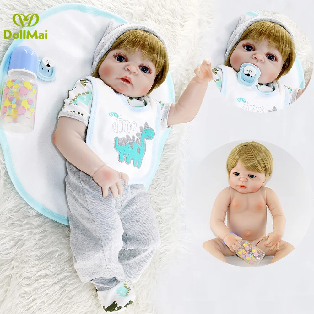 

Bebes reborn 23"57cm full vinyl silicone reborn baby boy dolls alive real baby new born doll can bathe menino bonecas