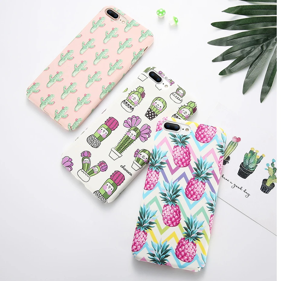 Tropical Plants Leaf Cactus Fruit Pineapple Case Cover For Apple iphone 6 6s 7 8 8plus X 5 5s Se Hard Daisy Flower Stamp |