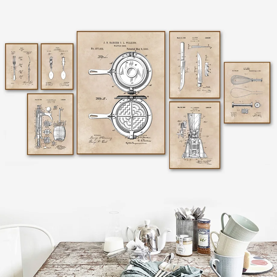 

Tableware Pot Spoon Fork Knife Wall Art Canvas Painting Nordic Posters And Prints Wall Pictures Kitchen Scandinavian Home Decor