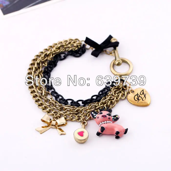 Оптовая цена милый детский блестящий браслет с подвеской|bracelet charms|pig braceletcharm bracelet