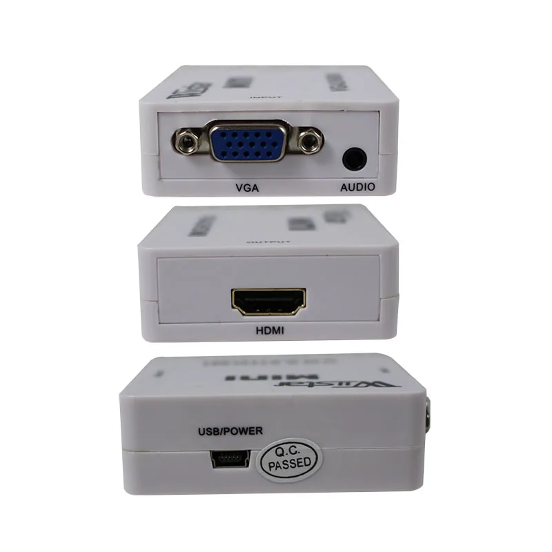 

1080p 60hz mini vga to hdmi converter for xbox 360 pc dvd cabo built-in VGA2HDMI connector adapter with audio cable PC TO TV