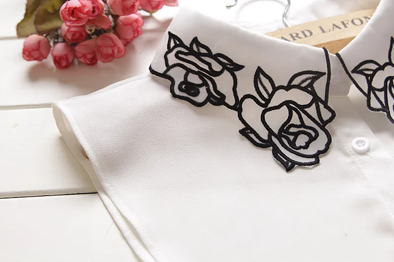 Женская блузка с имитацией имитации воротника Sweet Rose белая и черная винтажная со
