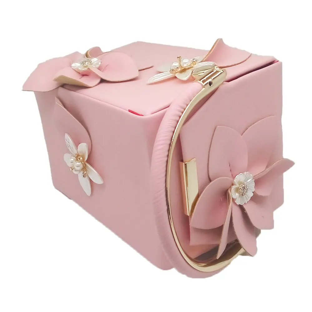 Вечерний женский клатч Boutique De FGG, оригинальная сумочка в форме подарочной коробки с цветами и бусинами, кошелек, сумка-тоут, свадебный кошелек