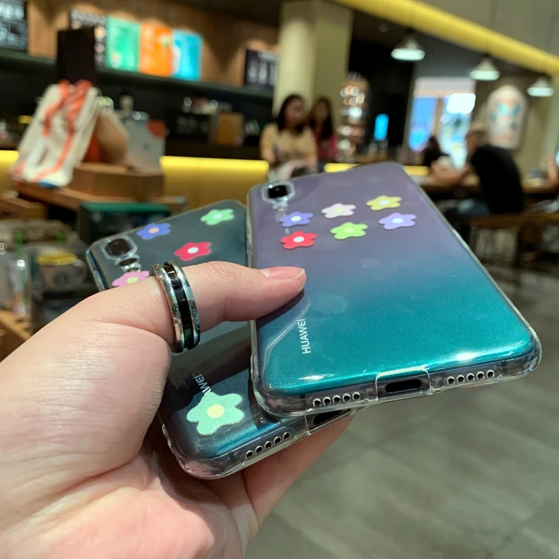 Cute Flower Clear Soft Silicone TPU Case Cover For Huawei P20 P30 Mate 10 20 Pro Nova 3 3i 4 4e Honor 8 9 Lite 8X Max View |