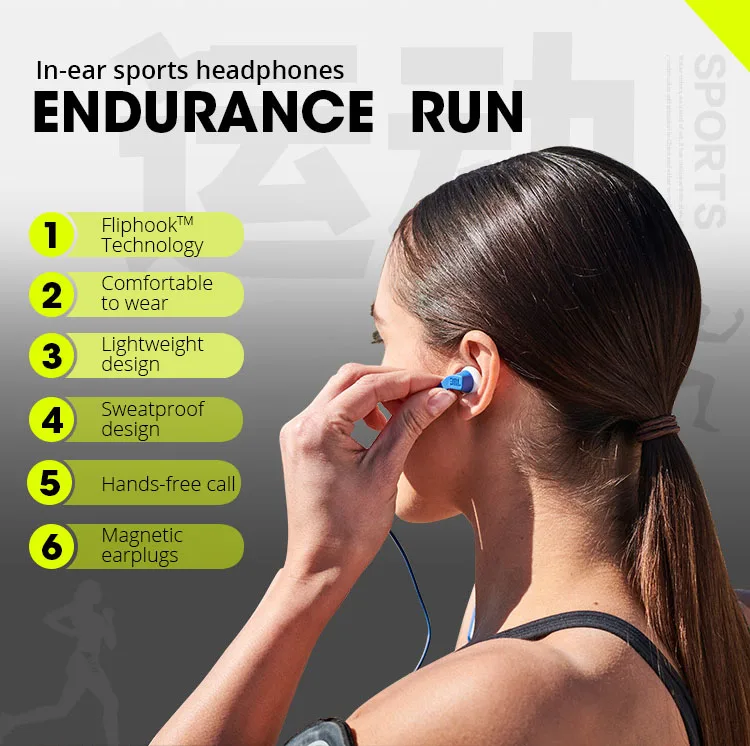 JBL Endurance Run наушники-вкладыши спортивные бас пот-доказательство магнитные наушники в линии управления громкой связи с микрофоном для iPhone Android