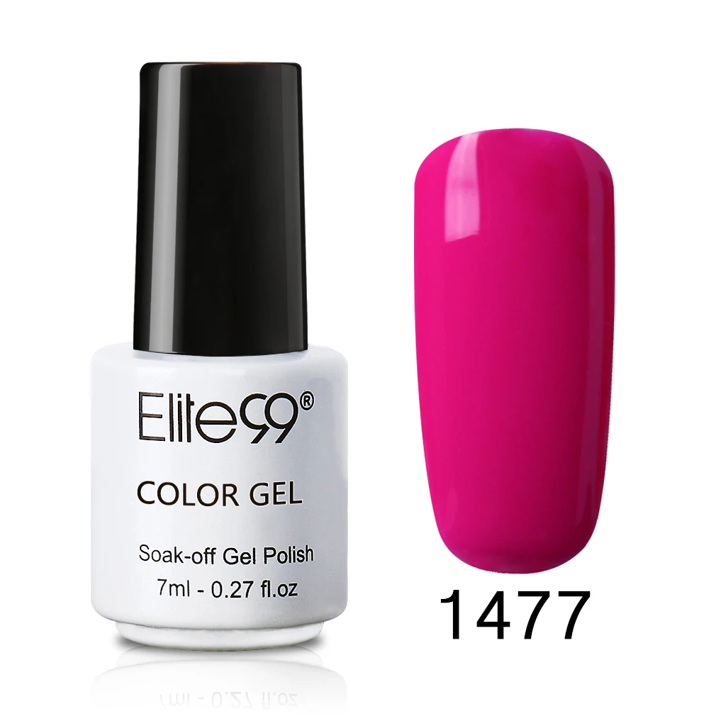 1477Fuchsia Rose Elite99 7 мл Лак для ногтей цветной УФ Гель-лак Vernis Полупостоянный Гибридный гвоздь Искусство Маникюр чистый цвет покрытие 58 цветов на выбор 1 - Цвет: 1477Fuchsia Rose