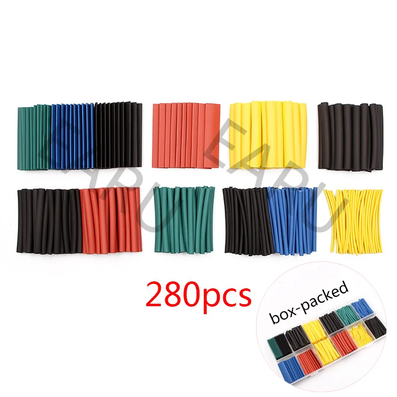 280pcs 20/55/127/150/280/328 шт. Ассорти Полиолефиновая термоусадочная трубка Автомобильный Кабельные муфты Обёрточная бумага жгут проводов Наборы коробка 8 Размеры смешанные Цвет - Цвет: 280pcs