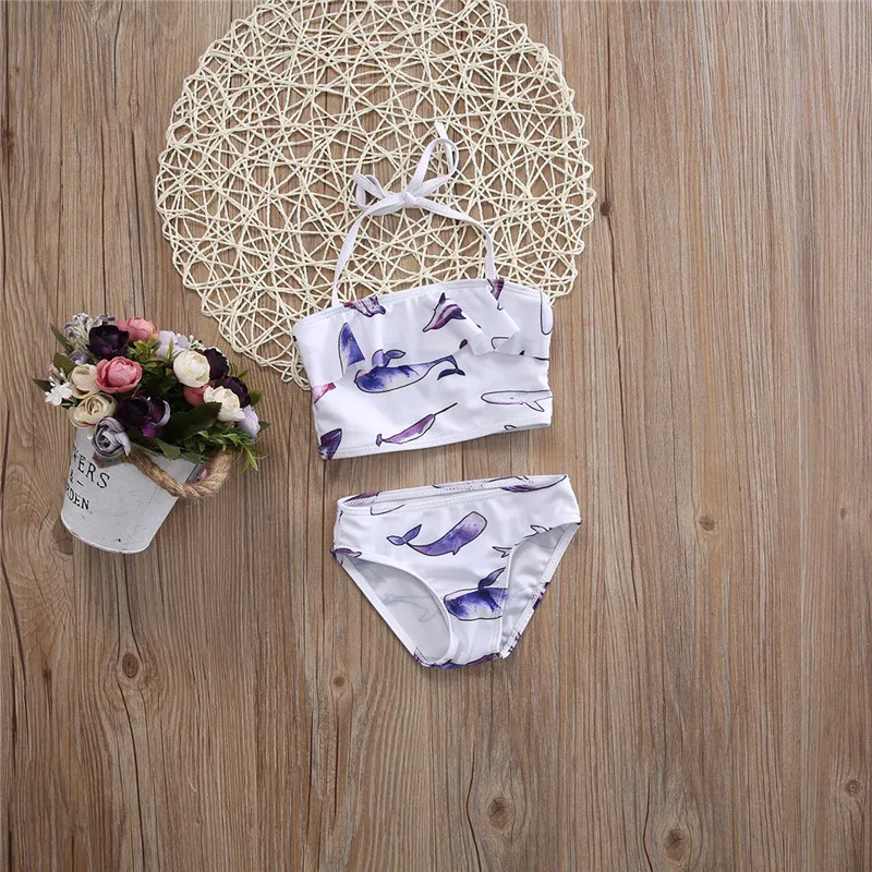 Newest Baby Girls Kids Bikini Set Fish Pattern Halter Tops Cute Bottoms Shorts Swimsuit Swimwear Bathing Summer Beachwear |