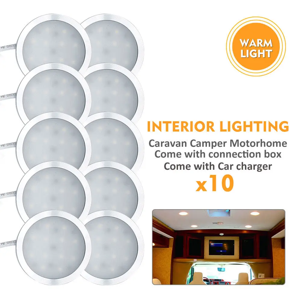 

10X 12V Warm White Caravan Camper Trailer Car Boat LED Awning Porch Light Waterproof Motorhome Down Light Ceiling Exterior Lamp