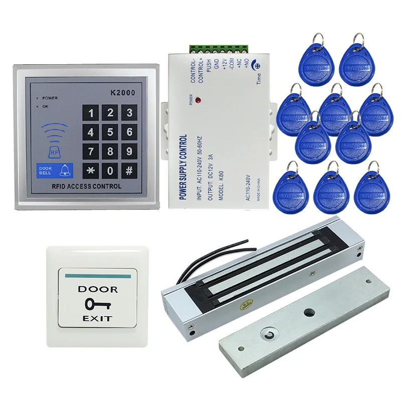 MILEVIEW Rfid система контроля допуска к двери комплект+ Электрический магнитный дверной замок+ Rfid Клавиатура+ кнопка выхода