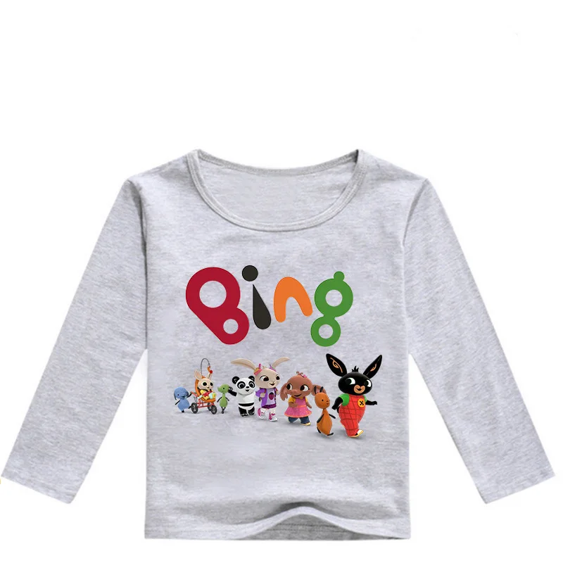 color 9 DLF 2-16Years новые GB Bing Bung футболка детская модная Милая футболка с кроликом для девочек-подростков Топы с длинными рукавами Футболка для мальчиков с мультяшным принтом - Цвет: color 9