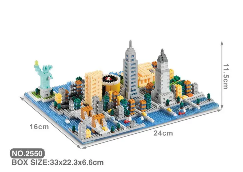 2019 новые архитектурные кубики Алмаз Вид на улицу города блоки Mirco Нью-Йорк и