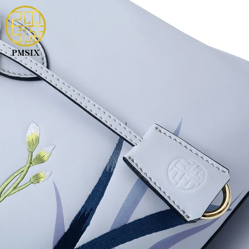 Дизайнерская женская кожаная сумка с вышивкой Pmsix модная роскошная мессенджер