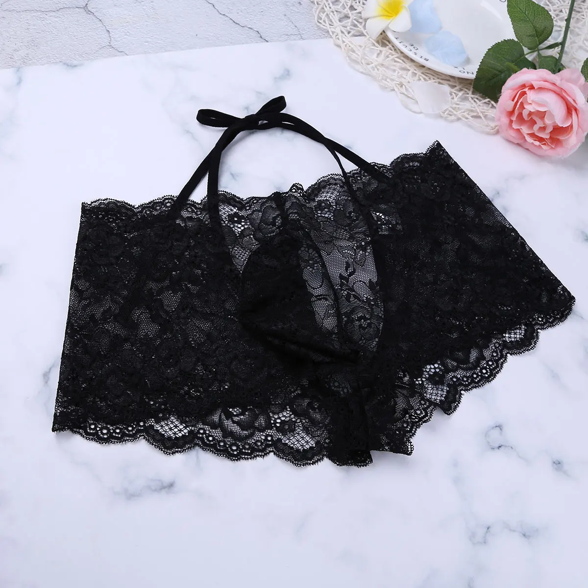 Трусы танга мужские прозрачные с низкой посадкой цветочным принтом| |