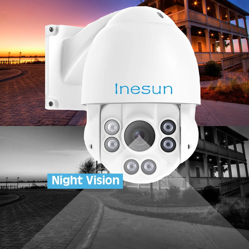 Inesun 2MP 1080p PTZ высокоскоростная купольная камера безопасности 4 в 1 HD TVI/AHD/CVI/CVBS 10X