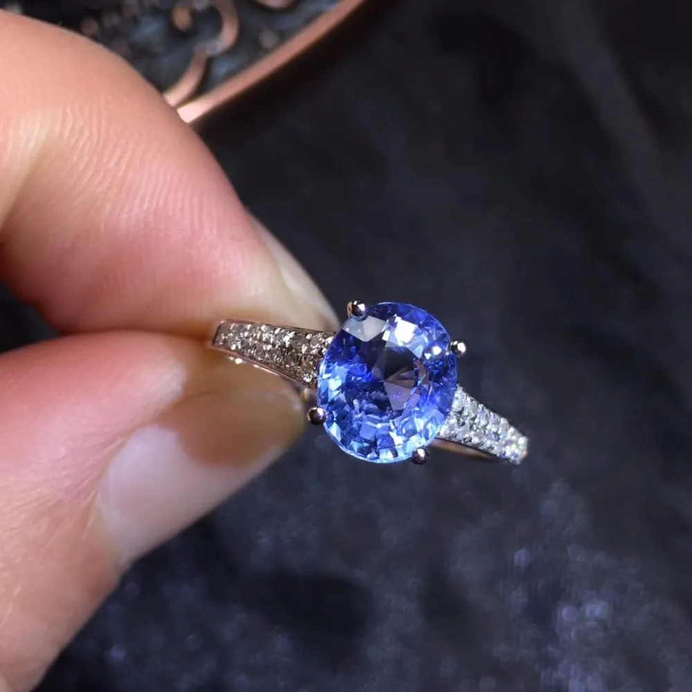 Ювелирные изделия Настоящее 18K 100% натуральный 2.39ct синий сапфир драгоценный