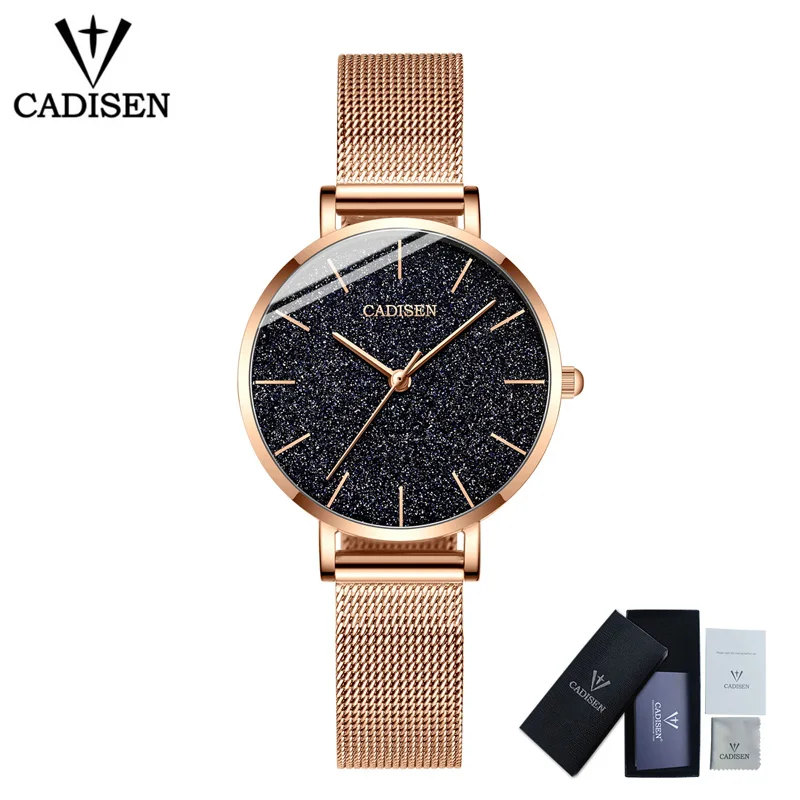 Rose gold CADISEN новые женские часы Роскошные Брендовые Часы женские модные женские часы кварцевые наручные часы для женщин Reloj Mujer - Цвет: Rose gold