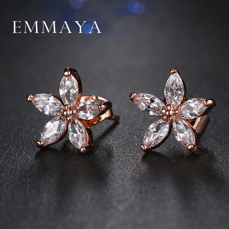 Лидер продаж модные популярные серьги гвоздики Emmaya в форме цветка с прозрачными