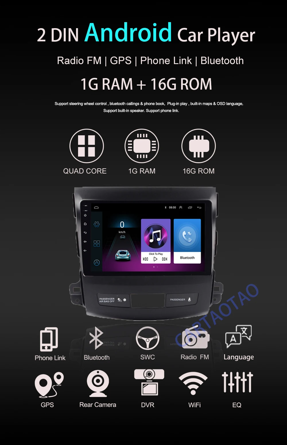 2.5D 2din Android Автомобильный радиоприемник Мультимедийный плеер для Mitsubishi Outlander / Peugeot4007 2006-2009 2010 2011 2012 Navitel GPS WI-FI