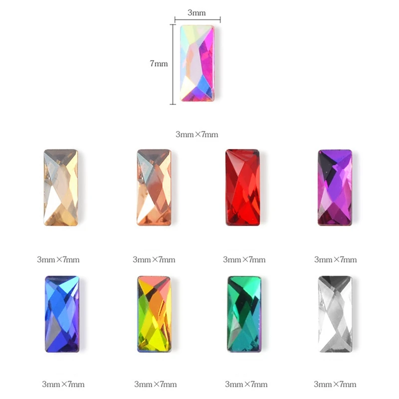 10 шт. разноцветные прямоугольные драгоценные камни стразы для ногтевого дизайна