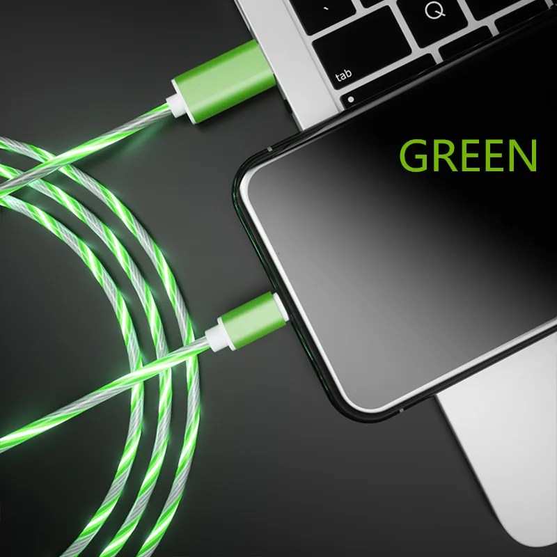 Green 1 м светодиодный светящийся зарядный кабель для Huawei Honor Note 10 Xiaomi Mi8 Max 3 HTC Micro USB Type C зарядное устройство для мобильных телефонов - Тип штекера: Green