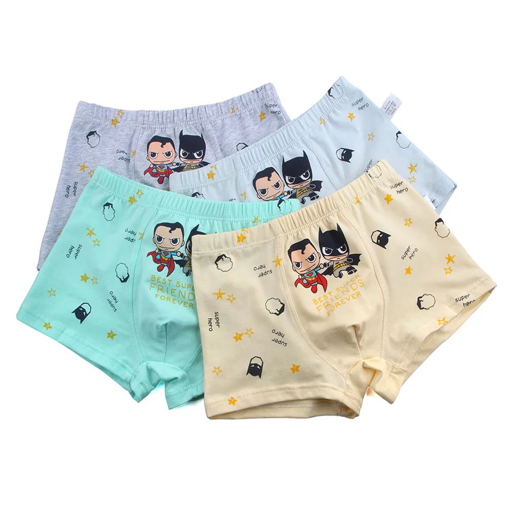 

4pcs/lot Cartoon 8-14T 95% Solid Color Boy Panties Cotton Children Breathable Underwears Boxer Panties For Boys Kids