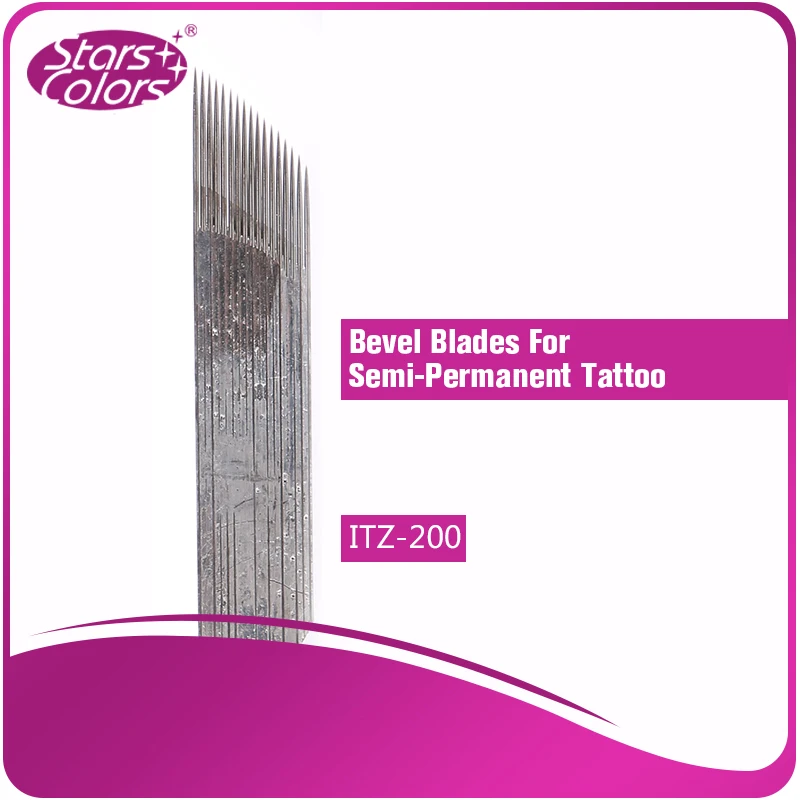 

100 pieces one time High Quality Stainless Steel Tattoo bevel Blades Needles 0.25 mm thickness 17 Pins for eyebrow