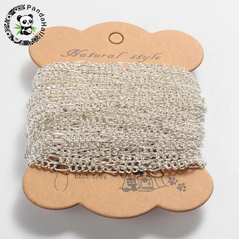 Цепочка Фигаро ручной работы металлическая цепь серебристого цвета для