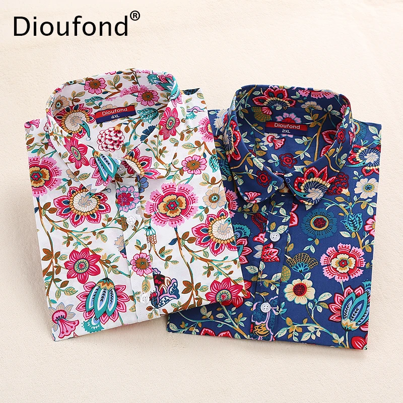 Dioufond женская блузка с длинным рукавом цветочный отложной воротник рубашка