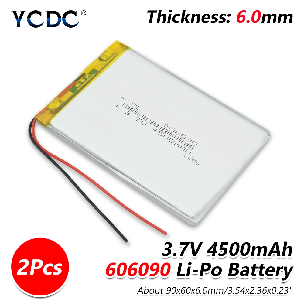 2 pieces 1/2/4 шт 3,7 V 606090 4500 мА/ч, Перезаряжаемые Lipo Батарея планшет Dvd Камера gps электрические игрушки ноутбука литий-полимерные батареи - Цвет: 2 pieces