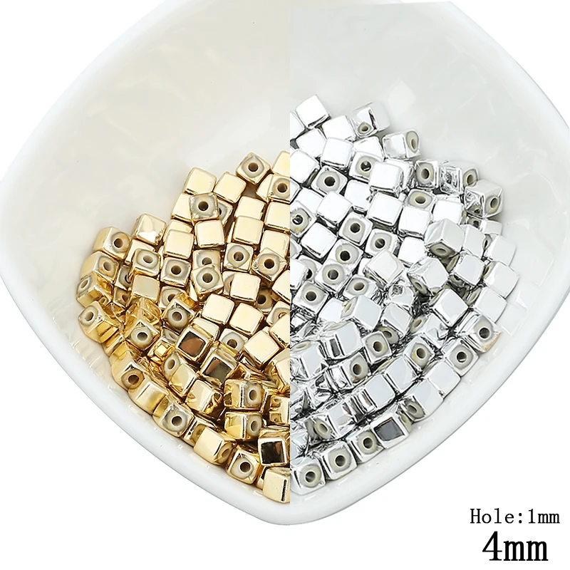 200 шт/партия 4 мм золото серебро Цвет квадратные пластиковые бусины &quotсделай