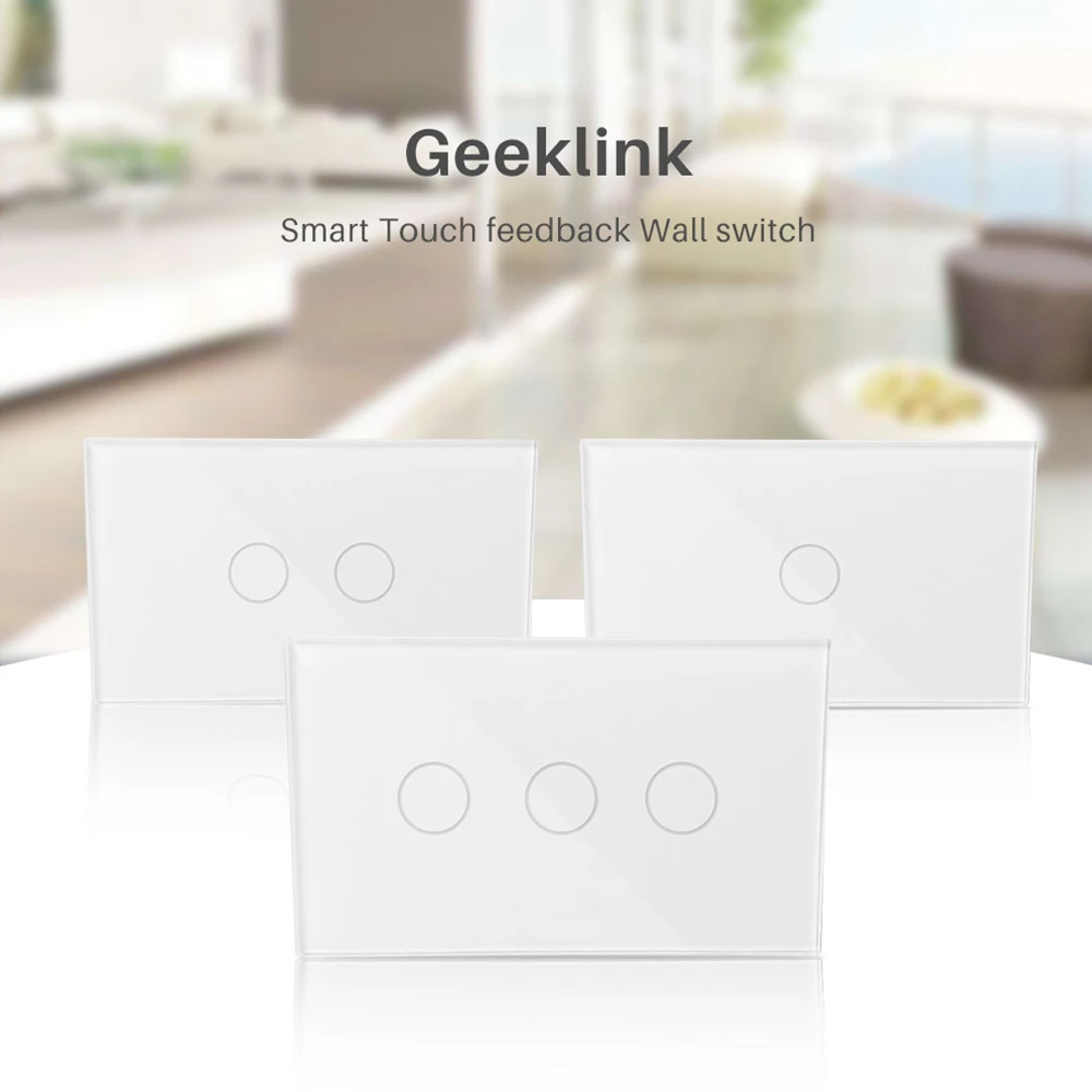 Geeklink Smart Home Wifi Switch Feedback Touch Controller 4 Gang Scene Panel Work with Alexa Google Automation FB2 1/3Gang | Электроника