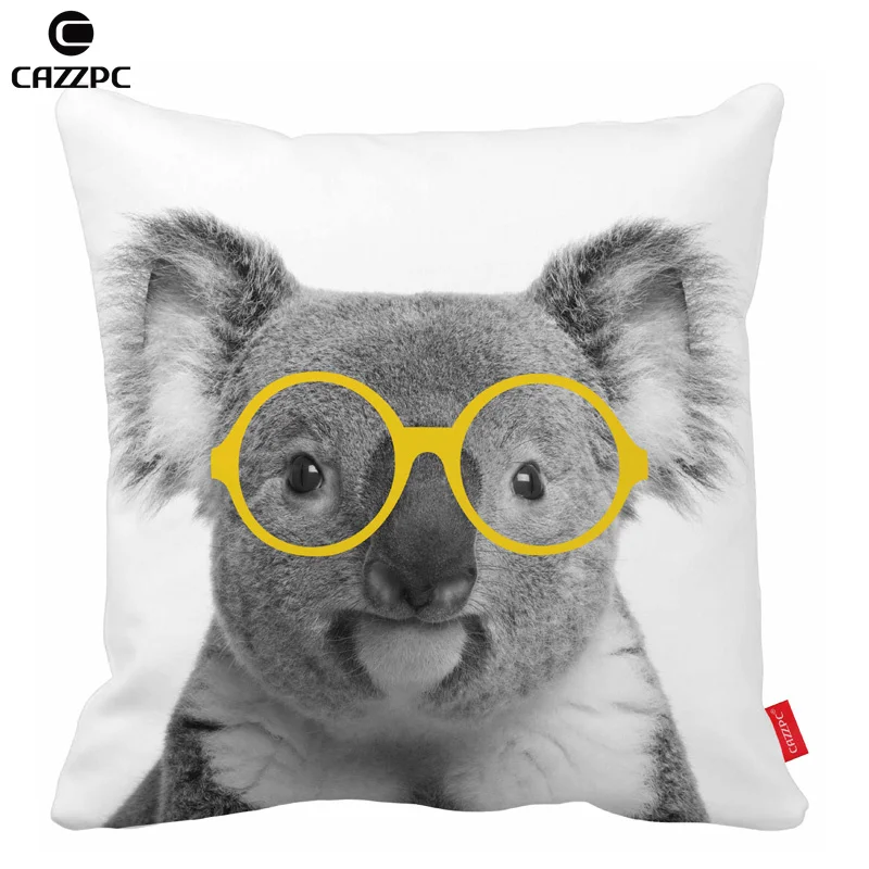 Черно белые милые желтые очки Koala Декоративные Чехлы для подушек наволочки диван